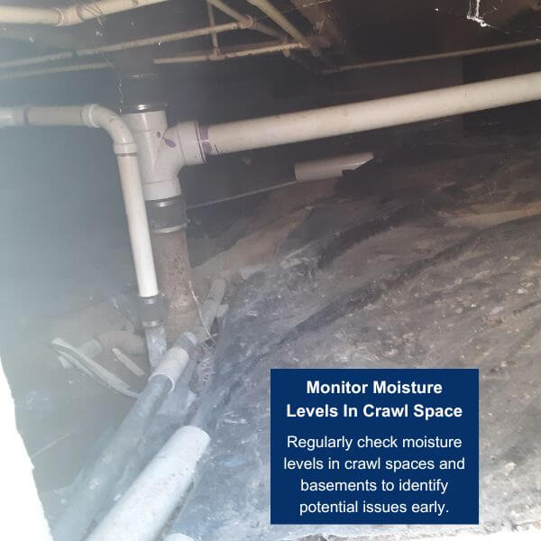 Monitor moisture levels in crawl space