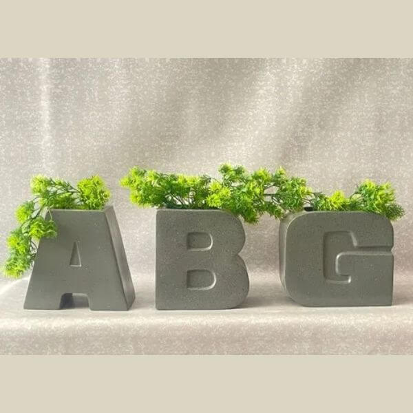 Concrete Alphabet Planters