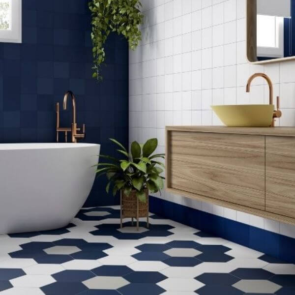 Dark Blue Tiles for a Dramatic Effect