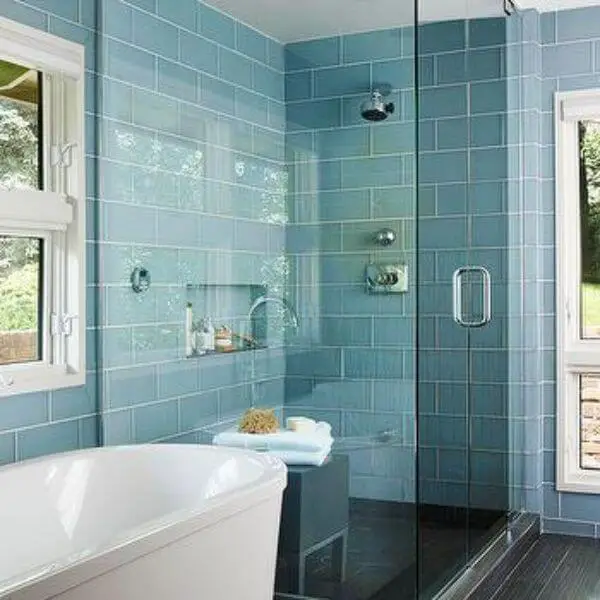 Frosted Blue Glass Tiles