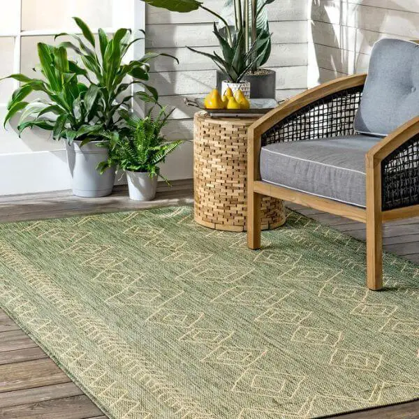 Rustic Charm with Green Kilim Patterns