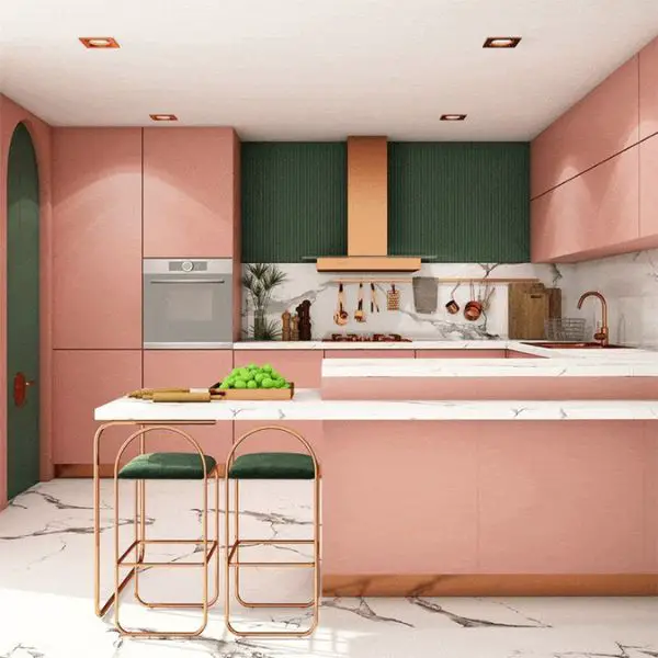 Pastel Pink Kitchen Cabinets