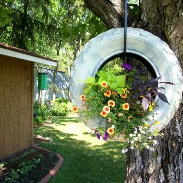 Tire Swing Painted with Mandalas