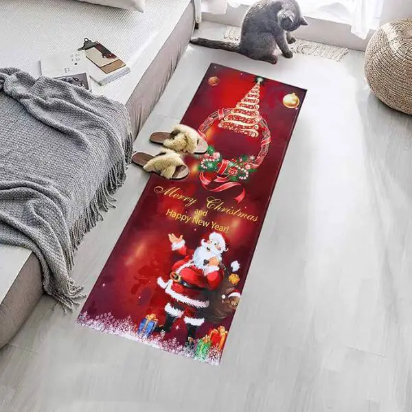 Add a Christmas Rug at Your Bedside