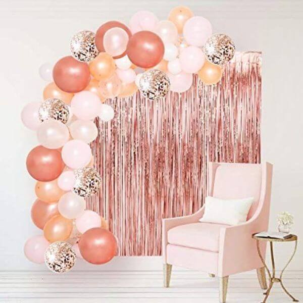 Balloon Garland with Flowers and Ribbons