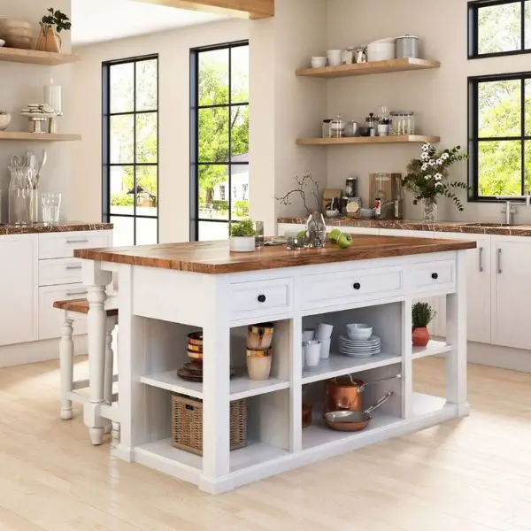 Construct a Minimalist Kitchen Island with Storage and Seating
