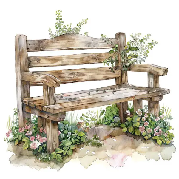 Cottage Core Garden Bench