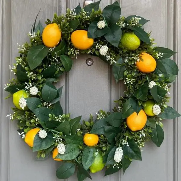 Create a Lemon and Lime Citrus Wreath with Faux Fruit