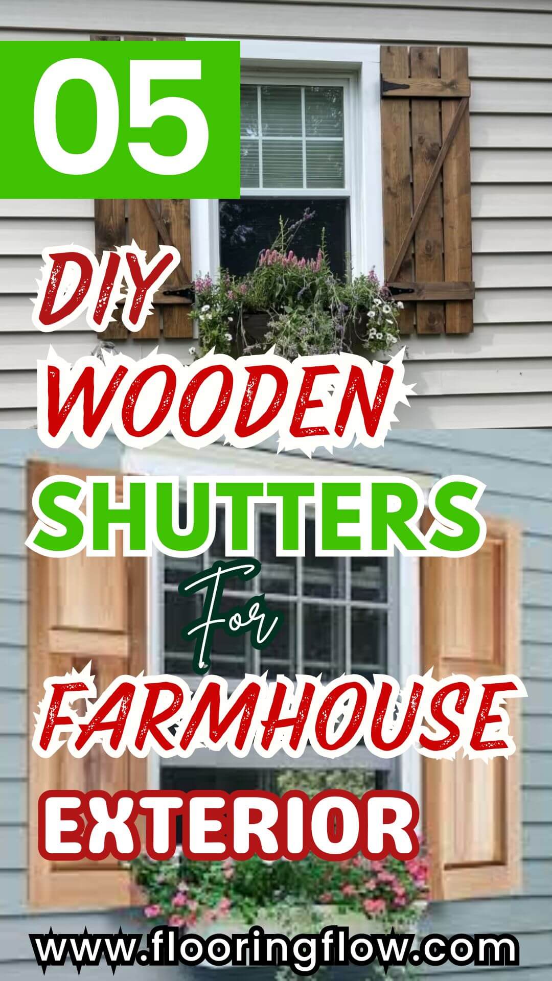 DIY Wooden Shutters for Exterior Farmhouse