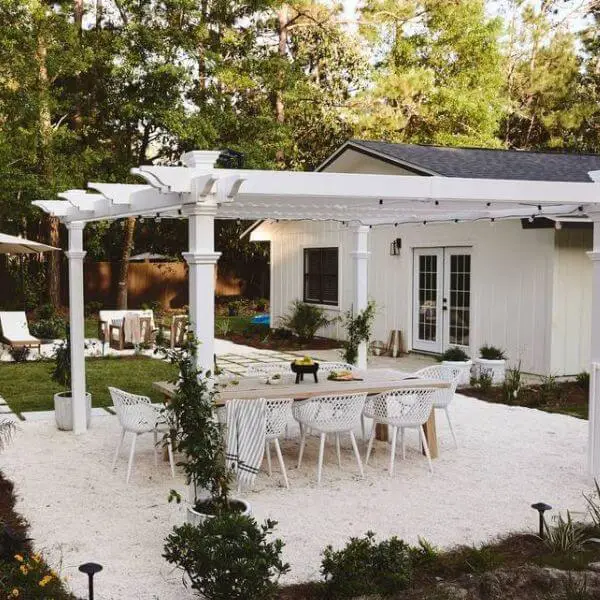 Design a Cottage-Style Pergola with White Lattice