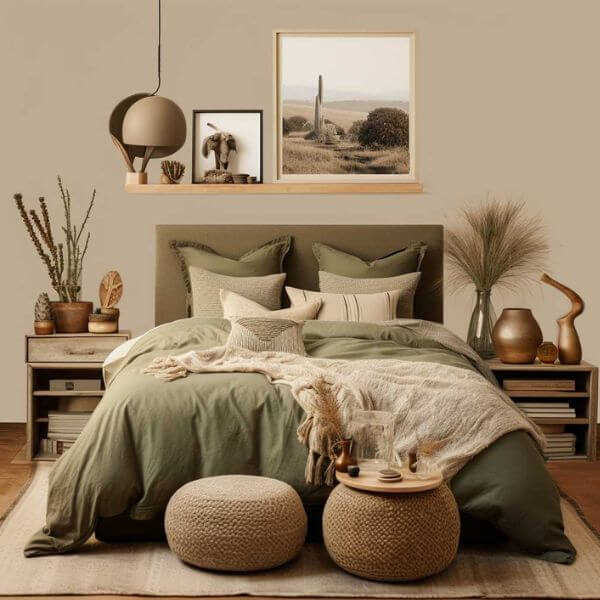Earthy Green and Tan for a Natural Retreat