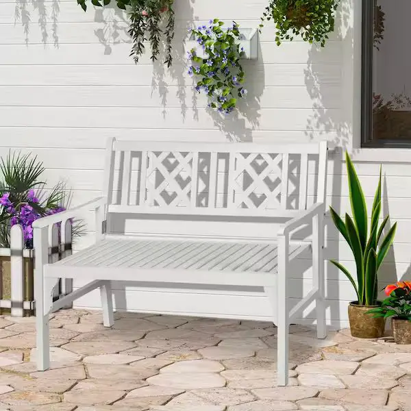 Elegant White Washed Garden Love Seat