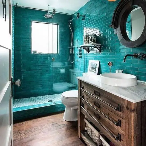 Fresh Turquoise Accents for a Bathroom Makeover