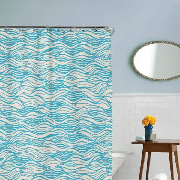 Incorporate a Wave Patterned Shower Curtain
