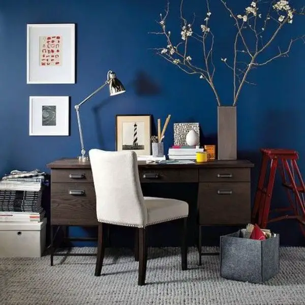 Midnight Blue for a Sophisticated Study Desk