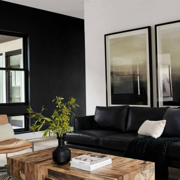  Opt for a Black Leather Sofa