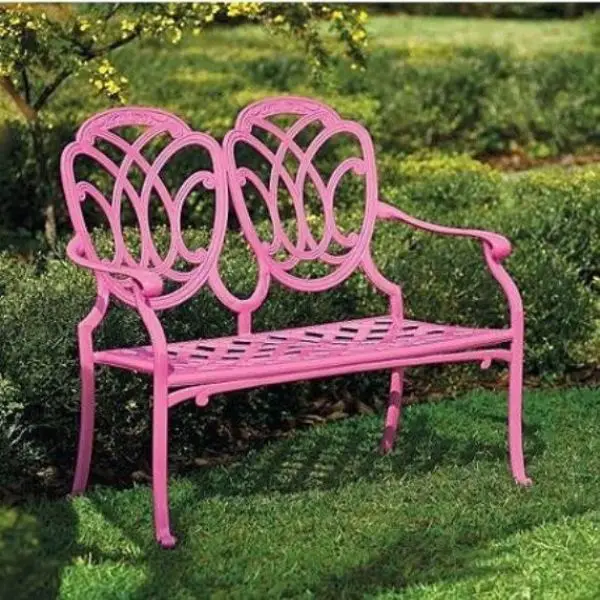 Pastel Pink Garden Bench for a Touch of Romance