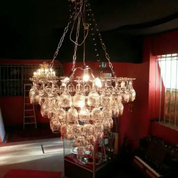 Wine Glass Chandelier Toasts to Style