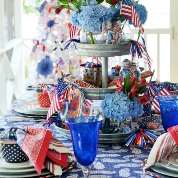 Decorate with Red, White, and Blue Table Centerpieces