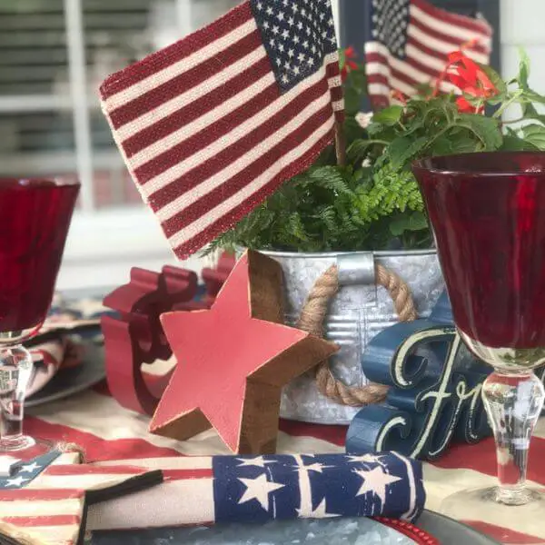 Incorporate Vintage American Flags for a Rustic Touch