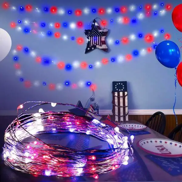 Install Red, White, and Blue String Lights for a Patriotic Glow