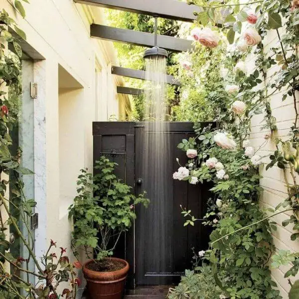 Open-Air Rain Shower with Natural Stone Walls