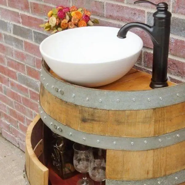 Recycled Wine Barrel Sinks and Showers