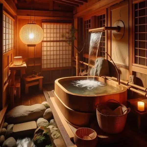 Traditional Japanese Ofuro Tub with Shower