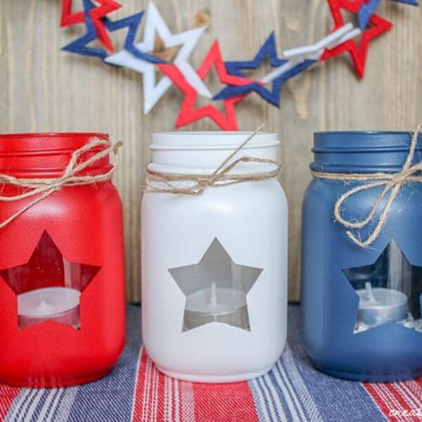 Use Patriotic Mason Jar Lanterns for a Cozy Glow