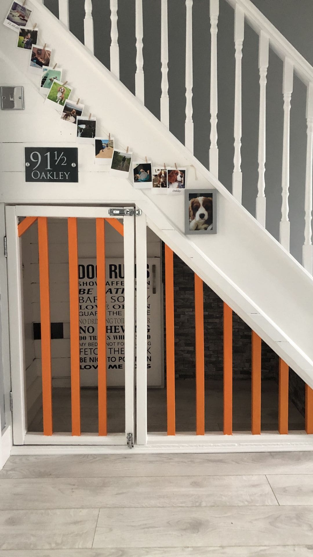 Dog Space Under Stairs with a Custom Kennel