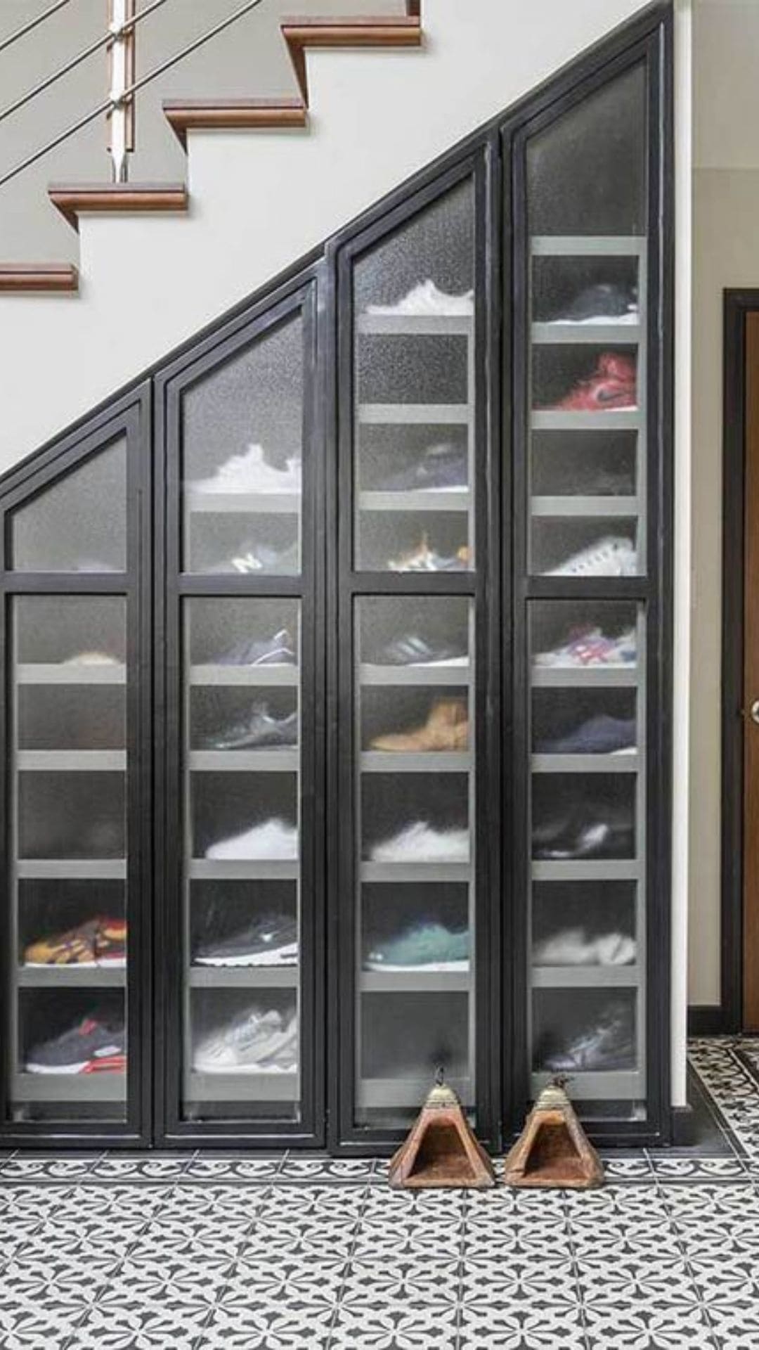 Small Space Under Stairs for a Built-in Shoe Rack