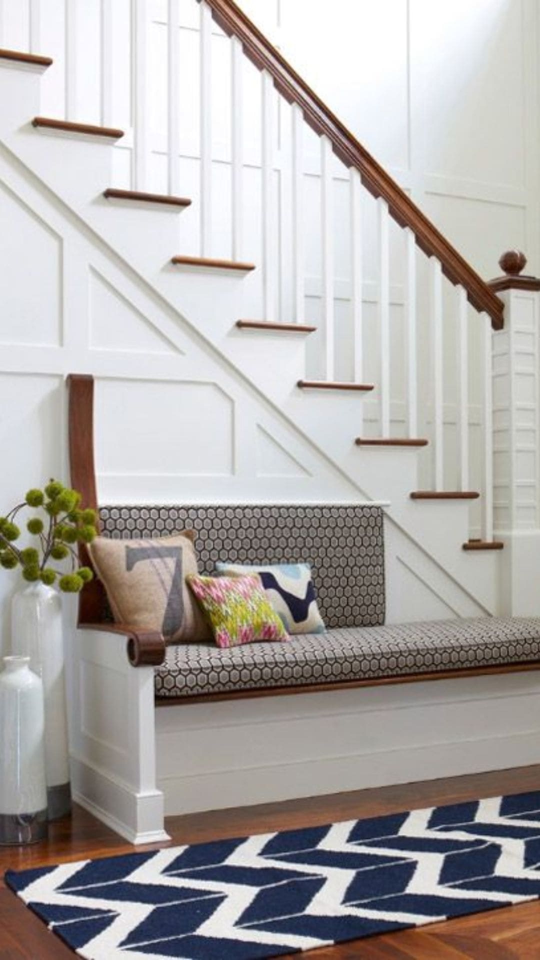 Space Under Stairs Ideas for an Entryway Bench