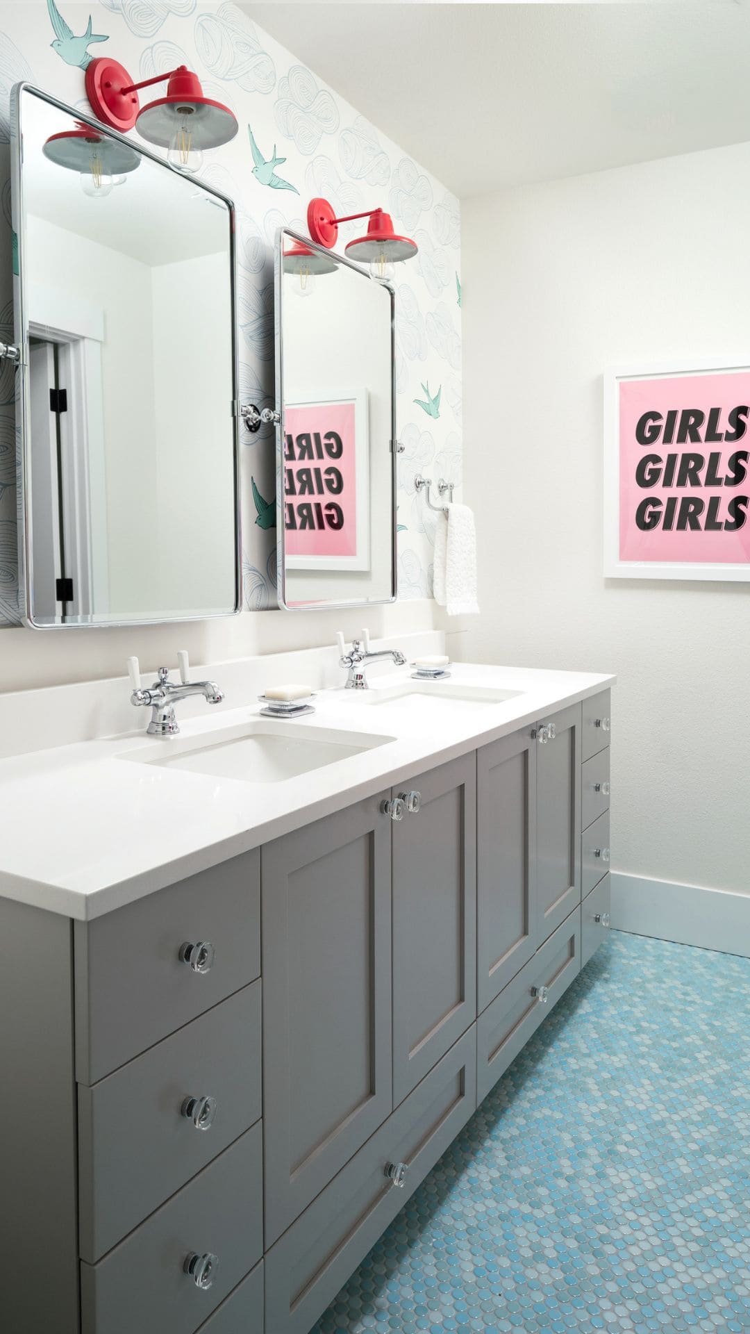 Kids Bathroom Design with a Double Vanity for Siblings