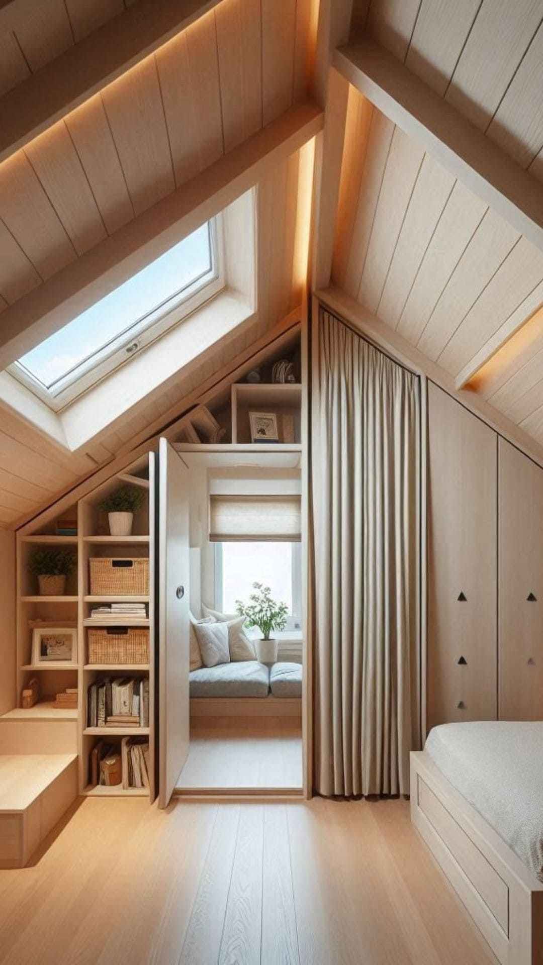 Rustic Small Attic Bedroom Ideas with Low Ceilings